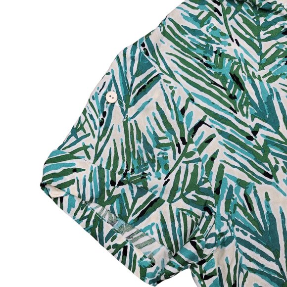 Paz Torraz green tropical button up palm frond tee shirt size 40 womens green - Picture 5 of 7